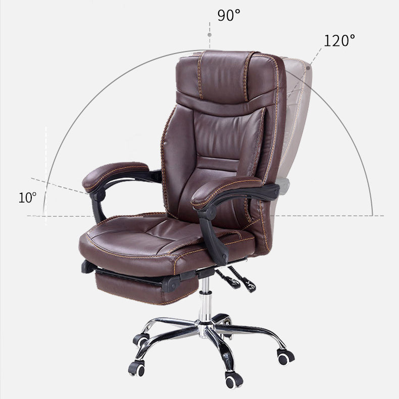 Modern Padded Arms Office Chair Leather Adjustable Seat Height Chair Clearhalo 'furn' 'furn_office_chair' 'Furniture' 'Office Chairs' 'Office Furniture' 'office_chair' 5920241