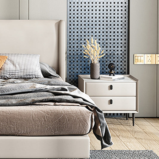 Holz und Leder am Nachttisch moderner minimalistischer Beteilig mit Schubladen