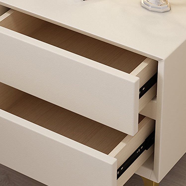 Table de chevet de lit en bois et en cuir moderne à table de chevet minimaliste avec tiroirs