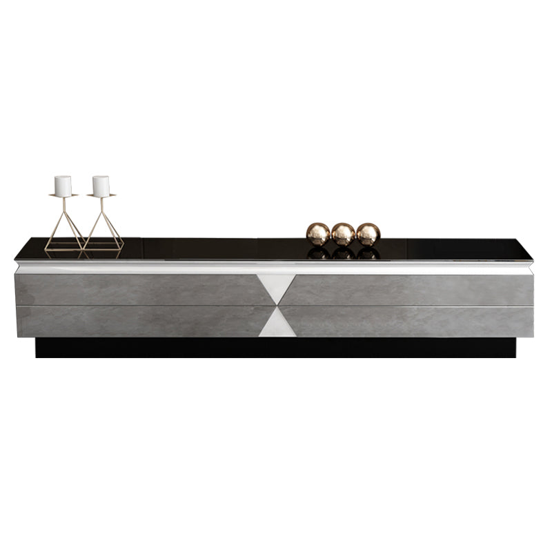 Glass and Wood TV Console Gorgeous Style Home Closed Black TV Stand Console 79"L x 16"W x 16"H Clearhalo 'furn' 'furn_tv_stands_entertainment_centers' 'Furniture' 'Living Room Furniture' 'TV Stands & Entertainment Centers' 'TV Stands & Media Storage Furniture' 'tv_stands_entertainment_centers' 5920322
