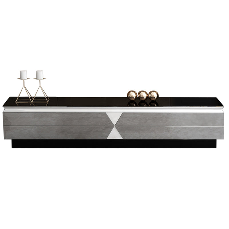 Glass and Wood TV Console Gorgeous Style Home Closed Black TV Stand Console 94.5"L x 16"W x 16"H Clearhalo 'furn' 'furn_tv_stands_entertainment_centers' 'Furniture' 'Living Room Furniture' 'TV Stands & Entertainment Centers' 'TV Stands & Media Storage Furniture' 'tv_stands_entertainment_centers' 5920325