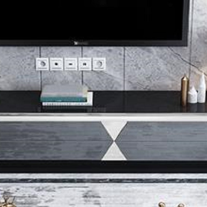 Glass and Wood TV Console Gorgeous Style Home Closed Black TV Stand Console Clearhalo 'furn' 'furn_tv_stands_entertainment_centers' 'Furniture' 'Living Room Furniture' 'TV Stands & Entertainment Centers' 'TV Stands & Media Storage Furniture' 'tv_stands_entertainment_centers' 5920330