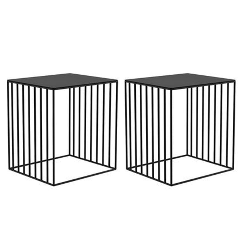 19.69" Tall Glass Top Bedside Cabinet 1-Shelf Accent Table Nightstand Black 2 Piece Set Clearhalo 'Bedroom Furniture' 'furn' 'furn_night_stand' 'Furniture' 'night_stand' 'Nightstands' 5920358