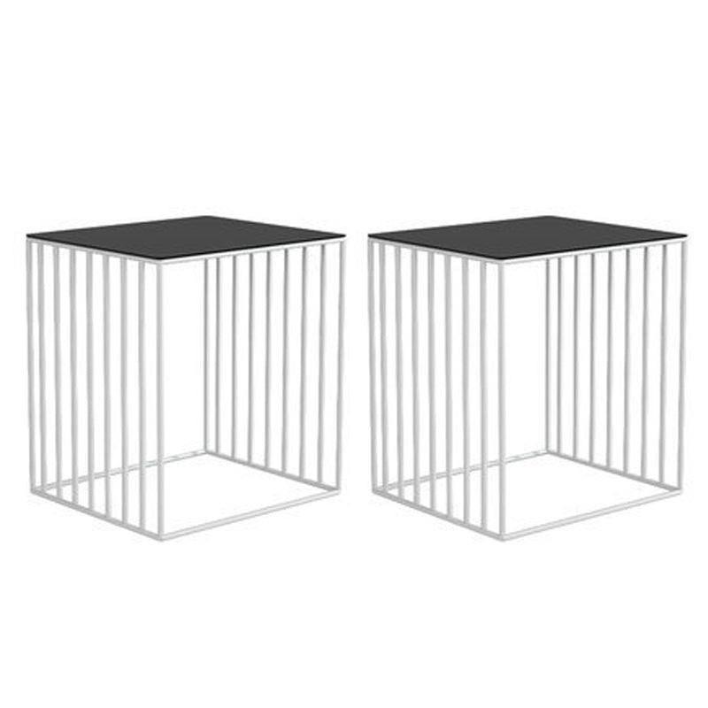 19.69" Tall Glass Top Bedside Cabinet 1-Shelf Accent Table Nightstand White 2 Piece Set Clearhalo 'Bedroom Furniture' 'furn' 'furn_night_stand' 'Furniture' 'night_stand' 'Nightstands' 5920360