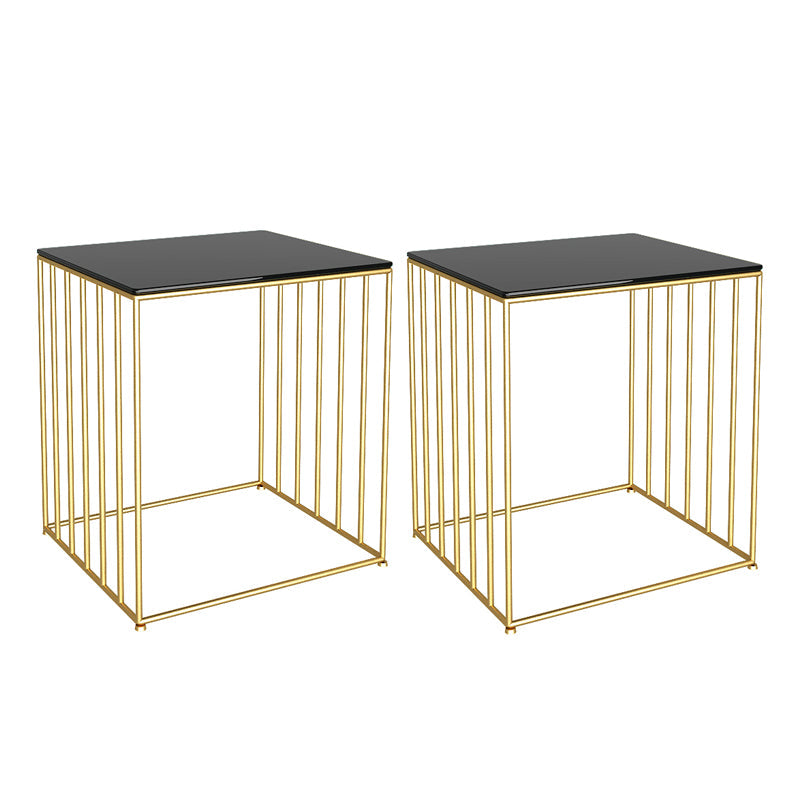 19.69" Tall Glass Top Bedside Cabinet 1-Shelf Accent Table Nightstand Gold 2 Piece Set Clearhalo 'Bedroom Furniture' 'furn' 'furn_night_stand' 'Furniture' 'night_stand' 'Nightstands' 5920362