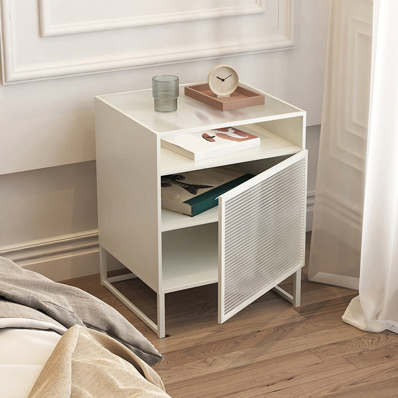 Industrial Bedside Cabinet Open Storage Bed Nightstand for Bedroom White 1 Piece Right Clearhalo 'Bedroom Furniture' 'furn' 'furn_night_stand' 'Furniture' 'night_stand' 'Nightstands' 5920486