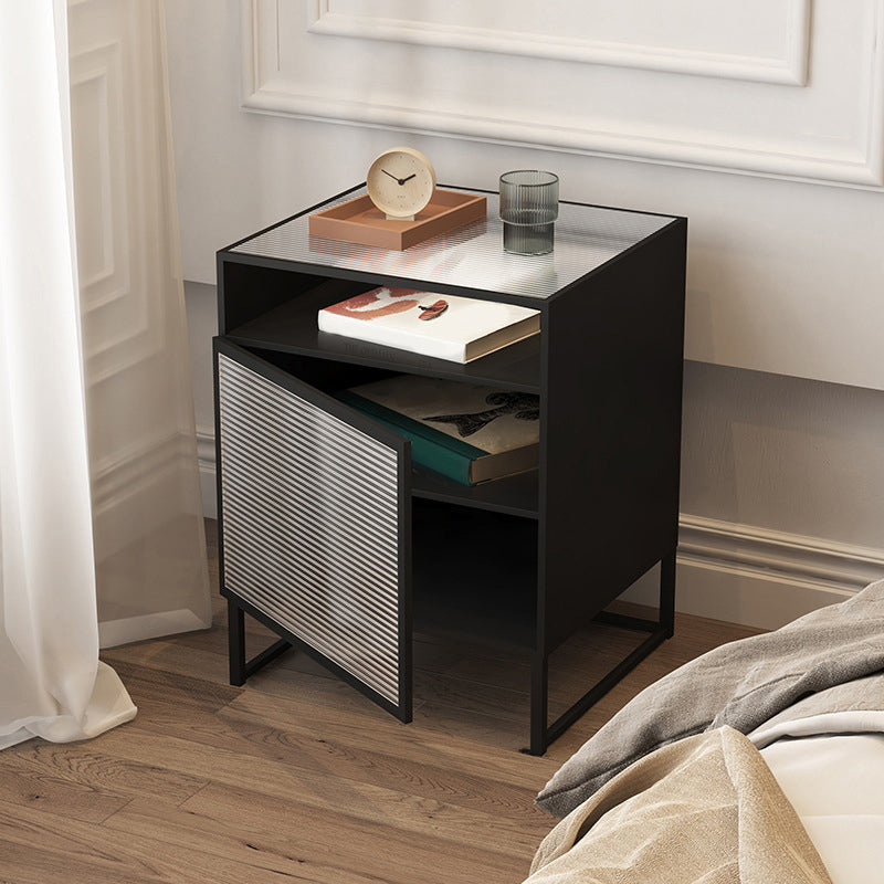 Industrial Bedside Cabinet Open Storage Bed Nightstand for Bedroom Black 1 Piece Left Clearhalo 'Bedroom Furniture' 'furn' 'furn_night_stand' 'Furniture' 'night_stand' 'Nightstands' 5920488