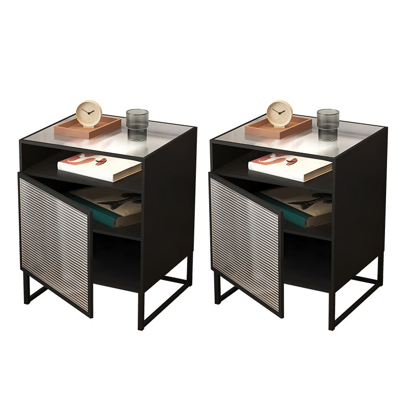 Industrial Bedside Cabinet Open Storage Bed Nightstand for Bedroom Black 2 Piece Set Left Clearhalo 'Bedroom Furniture' 'furn' 'furn_night_stand' 'Furniture' 'night_stand' 'Nightstands' 5920489