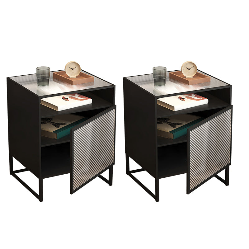 Industrial Bedside Cabinet Open Storage Bed Nightstand for Bedroom Black 2 Piece Set Right Clearhalo 'Bedroom Furniture' 'furn' 'furn_night_stand' 'Furniture' 'night_stand' 'Nightstands' 5920492