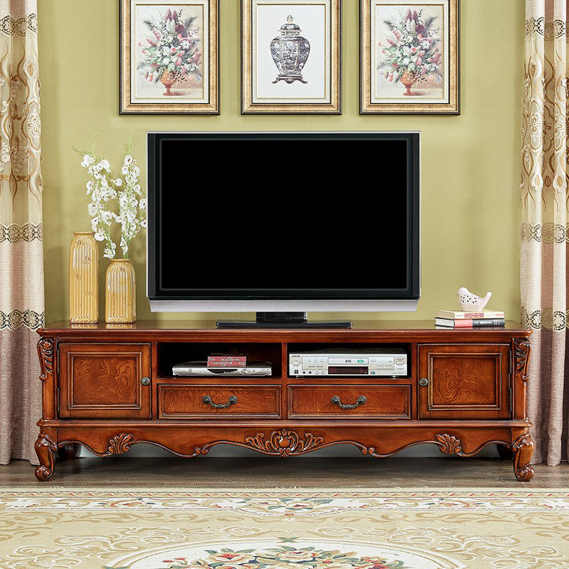 Brown Wooden TV Cabinet Traditional Style Home Living Room TV Stand Console with Drawers 79"L x 22"W x 22"H Clearhalo 'furn' 'furn_tv_stands_entertainment_centers' 'Furniture' 'Living Room Furniture' 'TV Stands & Entertainment Centers' 'TV Stands & Media Storage Furniture' 'tv_stands_entertainment_centers' 5920641