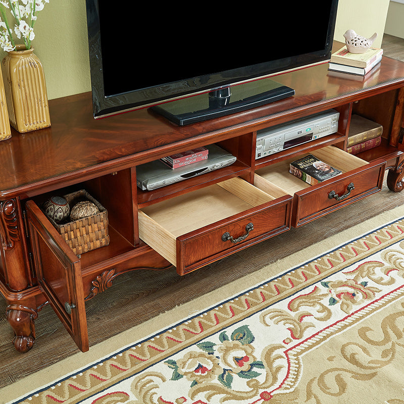 Brown Wooden TV Cabinet Traditional Style Home Living Room TV Stand Console with Drawers Clearhalo 'furn' 'furn_tv_stands_entertainment_centers' 'Furniture' 'Living Room Furniture' 'TV Stands & Entertainment Centers' 'TV Stands & Media Storage Furniture' 'tv_stands_entertainment_centers' 5920646