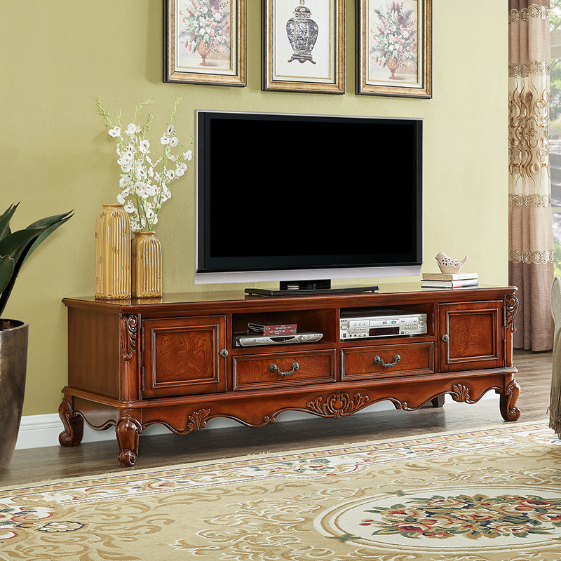 Brown Wooden TV Cabinet Traditional Style Home Living Room TV Stand Console with Drawers 71"L x 22"W x 22"H Clearhalo 'furn' 'furn_tv_stands_entertainment_centers' 'Furniture' 'Living Room Furniture' 'TV Stands & Entertainment Centers' 'TV Stands & Media Storage Furniture' 'tv_stands_entertainment_centers' 5920650