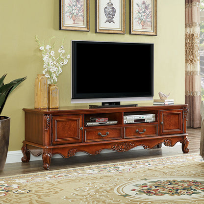 Brown Wooden TV Cabinet Traditional Style Home Living Room TV Stand Console with Drawers 71"L x 22"W x 22"H Clearhalo 'furn' 'furn_tv_stands_entertainment_centers' 'Furniture' 'Living Room Furniture' 'TV Stands & Entertainment Centers' 'TV Stands & Media Storage Furniture' 'tv_stands_entertainment_centers' 5920650
