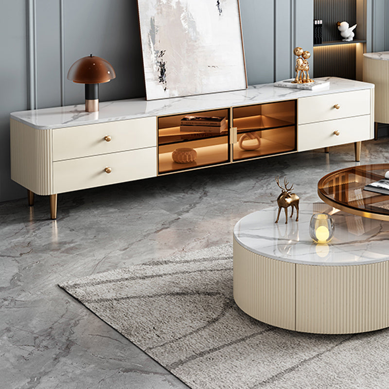 Slate and Metal Stand Console Modern Style Household Simple Closed TV Cabinet Clearhalo 'furn' 'furn_tv_stands_entertainment_centers' 'Furniture' 'Living Room Furniture' 'TV Stands & Entertainment Centers' 'TV Stands & Media Storage Furniture' 'tv_stands_entertainment_centers' 5920669