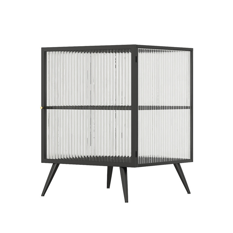 Modern Lower Shelf Nightstand Metal Bedside Cabinet with Glass Door for Bedroom Clearhalo 'Bedroom Furniture' 'furn' 'furn_night_stand' 'Furniture' 'night_stand' 'Nightstands' 5920763