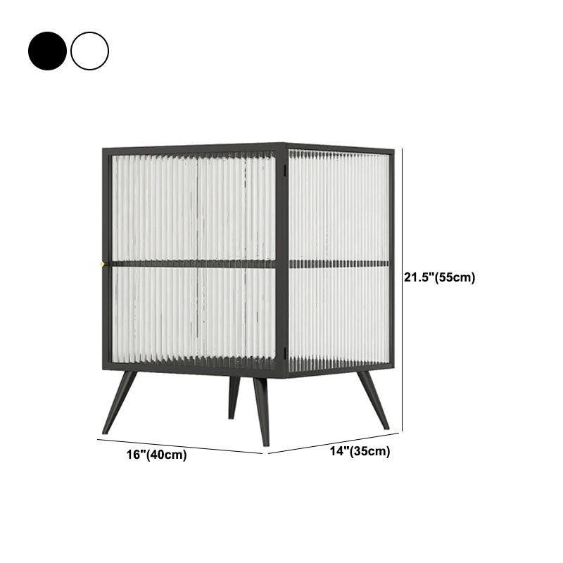 Modern Lower Shelf Nightstand Metal Bedside Cabinet with Glass Door for Bedroom Clearhalo 'Bedroom Furniture' 'furn' 'furn_night_stand' 'Furniture' 'night_stand' 'Nightstands' 5920769