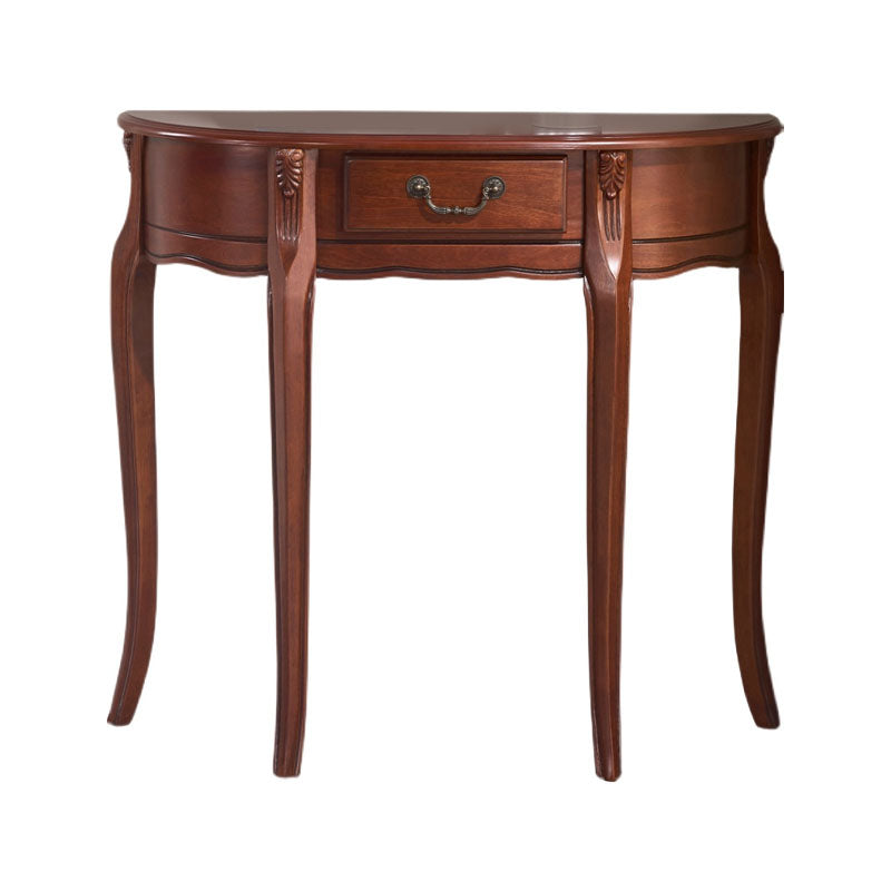 Mesa de consola de madera de goma Media de acento de media luna moderna de mediados del siglo