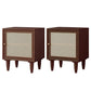 Modern Rattan Nightstand Lower Shelf Bedside Cabinet with Door for Bedroom Walnut 2 Piece Set Clearhalo 'Bedroom Furniture' 'furn' 'furn_night_stand' 'Furniture' 'night_stand' 'Nightstands' 5920841