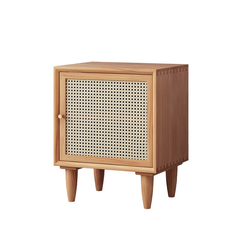 Modern Rattan Nightstand Lower Shelf Bedside Cabinet with Door for Bedroom Clearhalo 'Bedroom Furniture' 'furn' 'furn_night_stand' 'Furniture' 'night_stand' 'Nightstands' 5920846