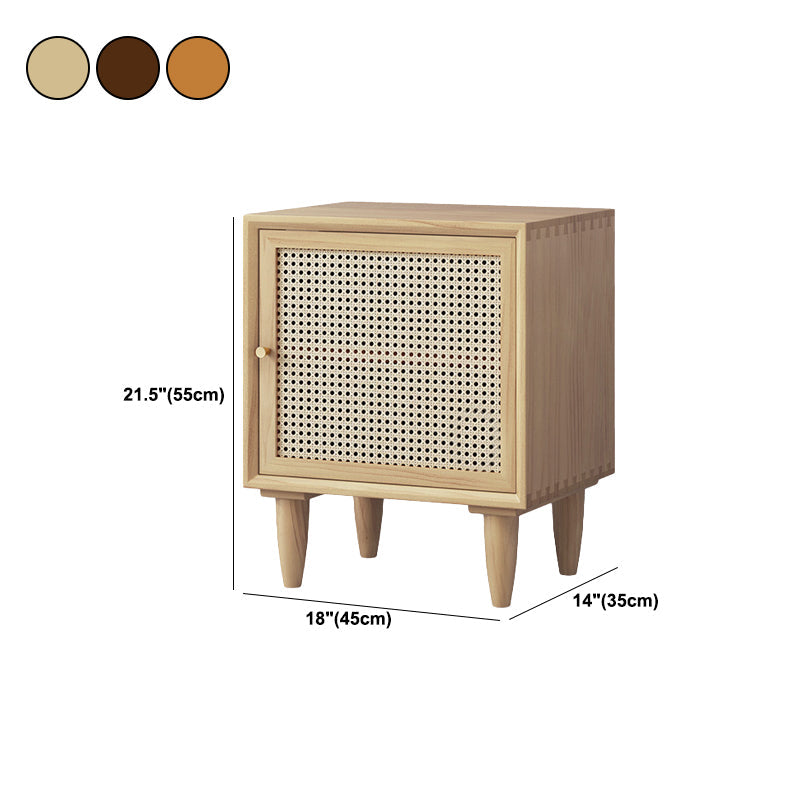 Modern Rattan Nightstand Lower Shelf Bedside Cabinet with Door for Bedroom Clearhalo 'Bedroom Furniture' 'furn' 'furn_night_stand' 'Furniture' 'night_stand' 'Nightstands' 5920851