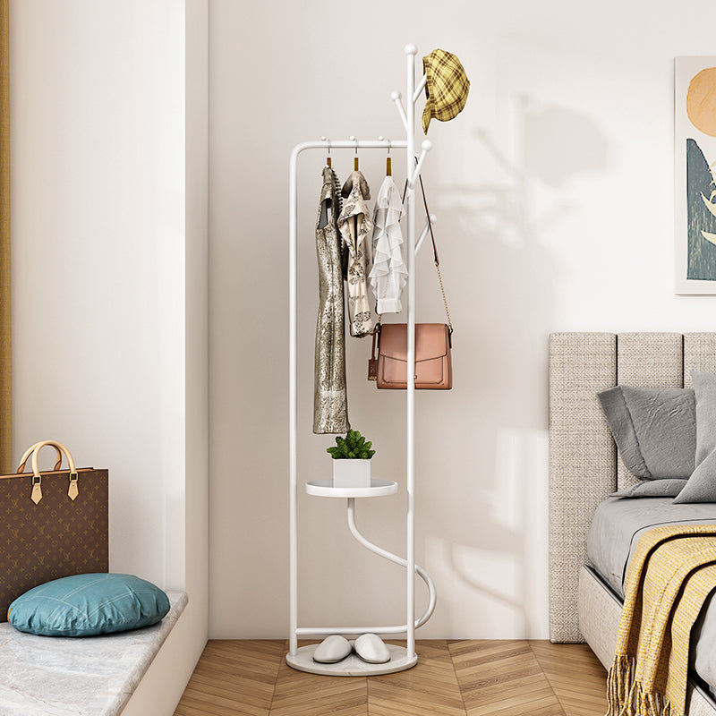 Gorgeous Metal Coat Rack Creative Coat Hooks Hall Stand with Shelve White Clearhalo 'Entry & Mudroom Furniture' 'furn' 'furn_hall_tree_coat_racks' 'Furniture' 'Hall Trees & Coat Racks' 'hall_tree_coat_racks' 5920989