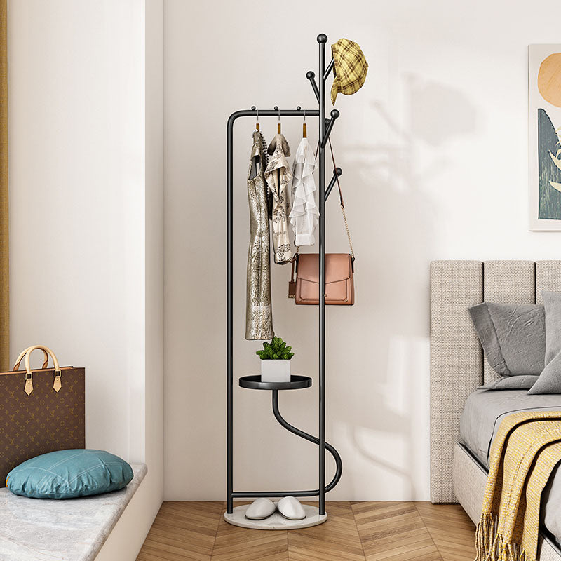 Gorgeous Metal Coat Rack Creative Coat Hooks Hall Stand with Shelve Black White Clearhalo 'Entry & Mudroom Furniture' 'furn' 'furn_hall_tree_coat_racks' 'Furniture' 'Hall Trees & Coat Racks' 'hall_tree_coat_racks' 5920999