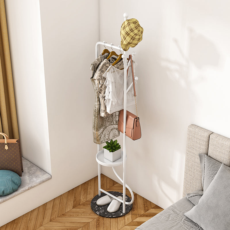 Gorgeous Metal Coat Rack Creative Coat Hooks Hall Stand with Shelve Ivory Clearhalo 'Entry & Mudroom Furniture' 'furn' 'furn_hall_tree_coat_racks' 'Furniture' 'Hall Trees & Coat Racks' 'hall_tree_coat_racks' 5921000