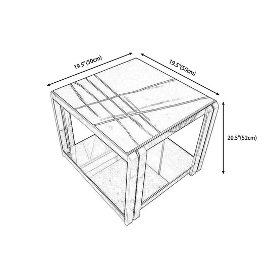 Tavolo laterale in acciaio inossidabile quadrato tavolo da fine scaffale in bianco/nero