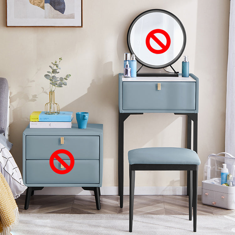 Pine Bedroom Contemporary Storage Box 1 Drawers Wood Vanity Table Blue Clearhalo 'Bedroom Furniture' 'furn' 'furn_makeup_vanities' 'Furniture' 'Makeup Vanities' 'makeup_vanities' 5921357