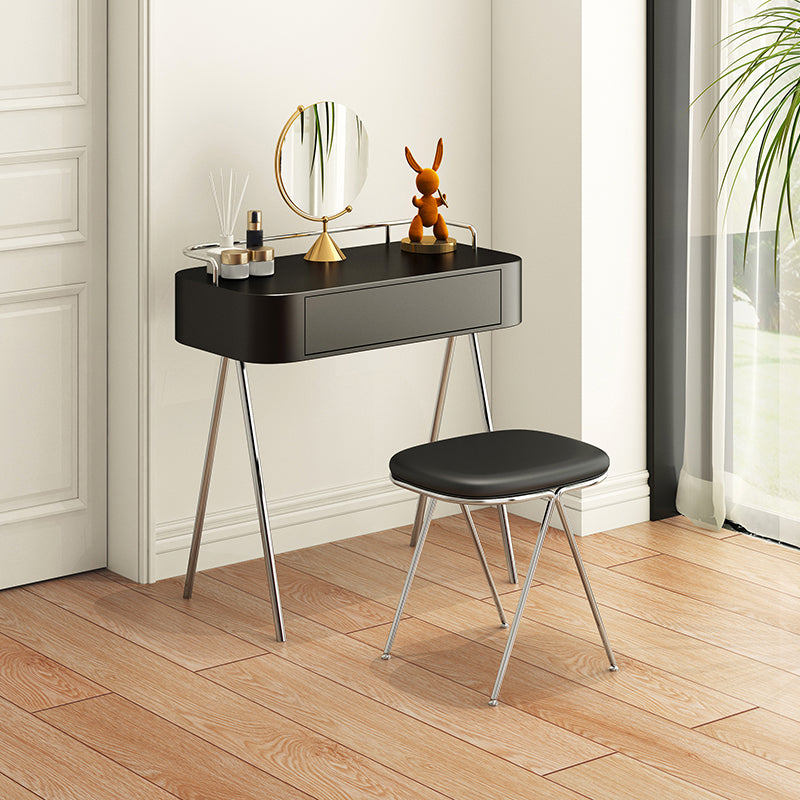 Mesa de escritorio de tocador de maquillaje contemporáneo de madera con cajón en negro