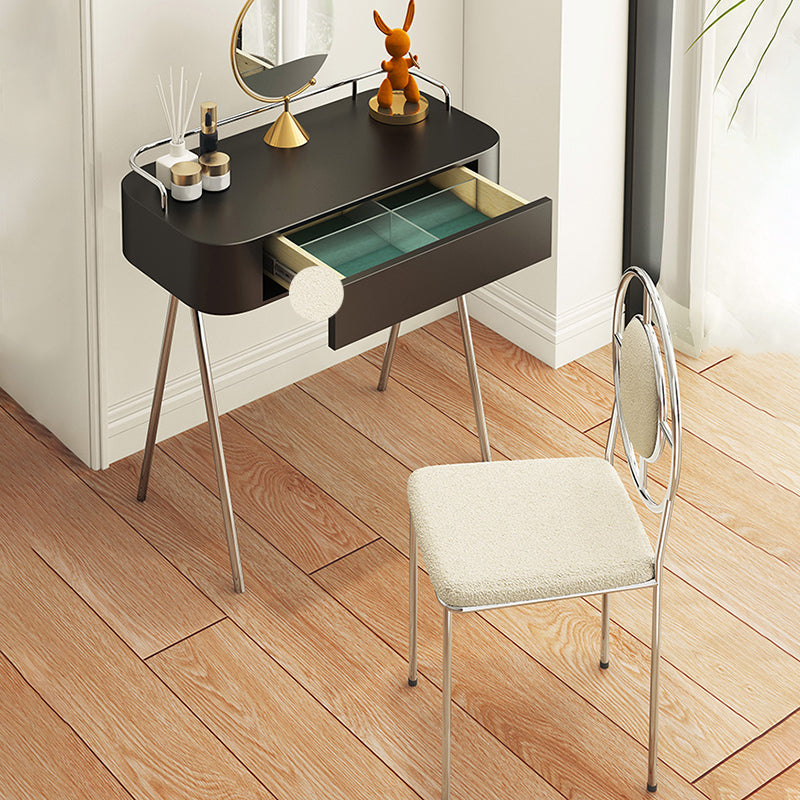 Mesa de escritorio de tocador de maquillaje contemporáneo de madera con cajón en negro