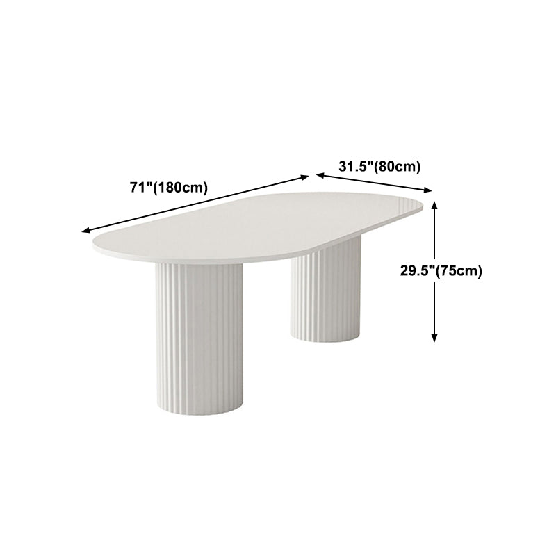Stone Top Dining Table Modern Oval Dining Table in White with Double Pedestal Clearhalo 'Dining Tables & Seating' 'Dining Tables' 'dining_table' 'furn' 'furn_dining_table' 'Furniture' 'Kitchen & Dining Furniture' 5921464