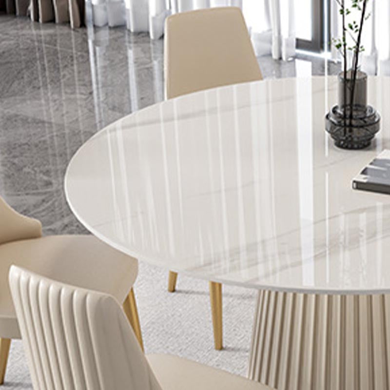 Table de pierre ronde moderne standard table de salle à manger avec base de piédestal