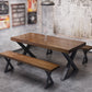 Rectangle Dining Table Industrial Dining Table with Iron Base 78.7"L x 31.5"W x 29.5"H Without Chairs Clearhalo 'Dining Tables & Seating' 'Dining Tables' 'dining_table' 'furn' 'furn_dining_table' 'Furniture' 'Kitchen & Dining Furniture' 5921524