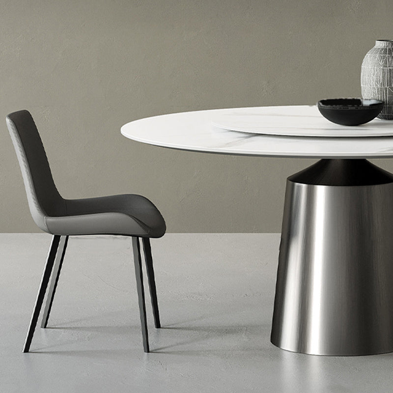 Tavolo da pranzo in pietra rotonda mobili bianchi moderni con base di piedistallo per casa