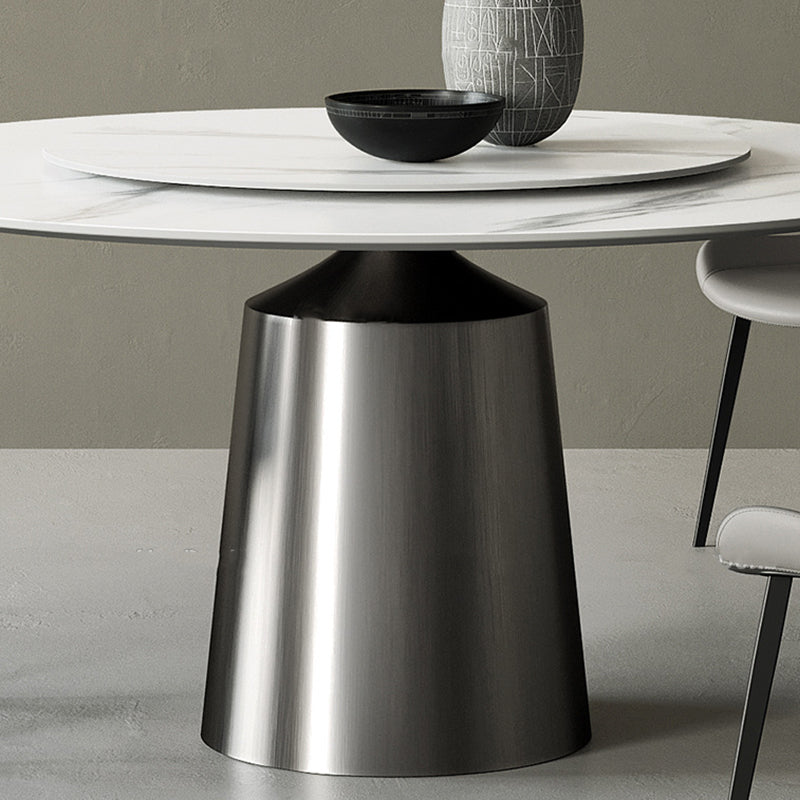 Tavolo da pranzo in pietra rotonda mobili bianchi moderni con base di piedistallo per casa