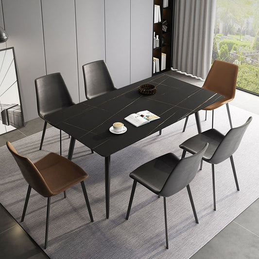 Rectangle Dining Table Industrial 4 Legs Dining Table for Kitchen Black Without Chairs