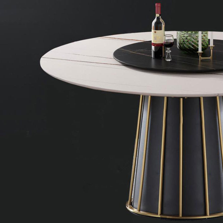 Tavolo da pranzo in pietra rotonda mobili convertibili moderni con base di piedistallo