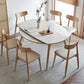 Round Sintered Stone Dining Table Modern Extendable Furniture with 4 Legs for Home
