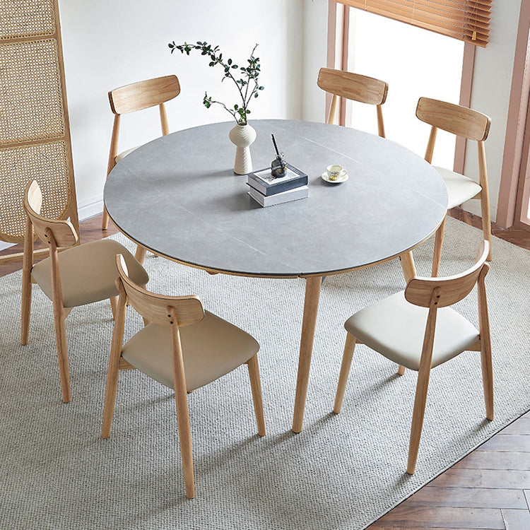 Table à manger en pierre ronde et fritrée meubles extensibles modernes avec 4 jambes pour la maison