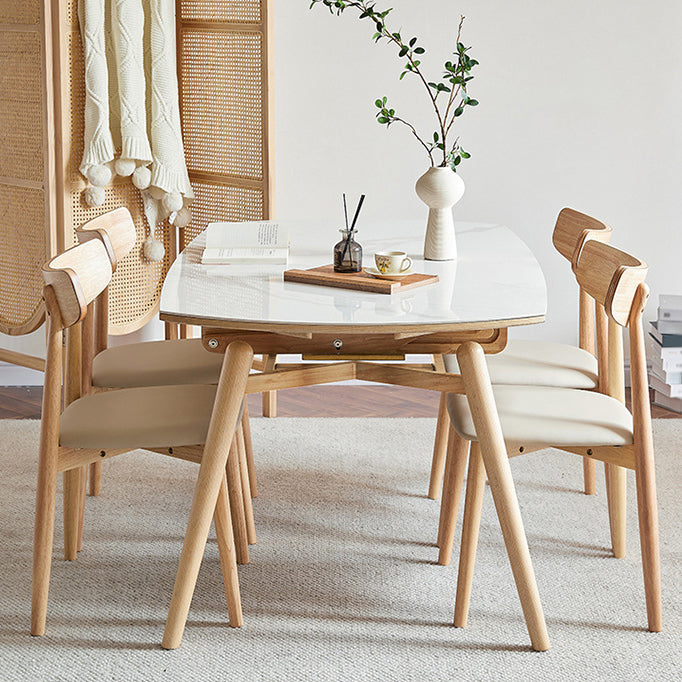 Table à manger en pierre ronde et fritrée meubles extensibles modernes avec 4 jambes pour la maison
