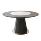 Round Solid Wood Dining Table Modern Brown Turntable Furniture with Pedestal Base
