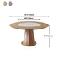 Round Solid Wood Dining Table Modern Brown Turntable Furniture with Pedestal Base