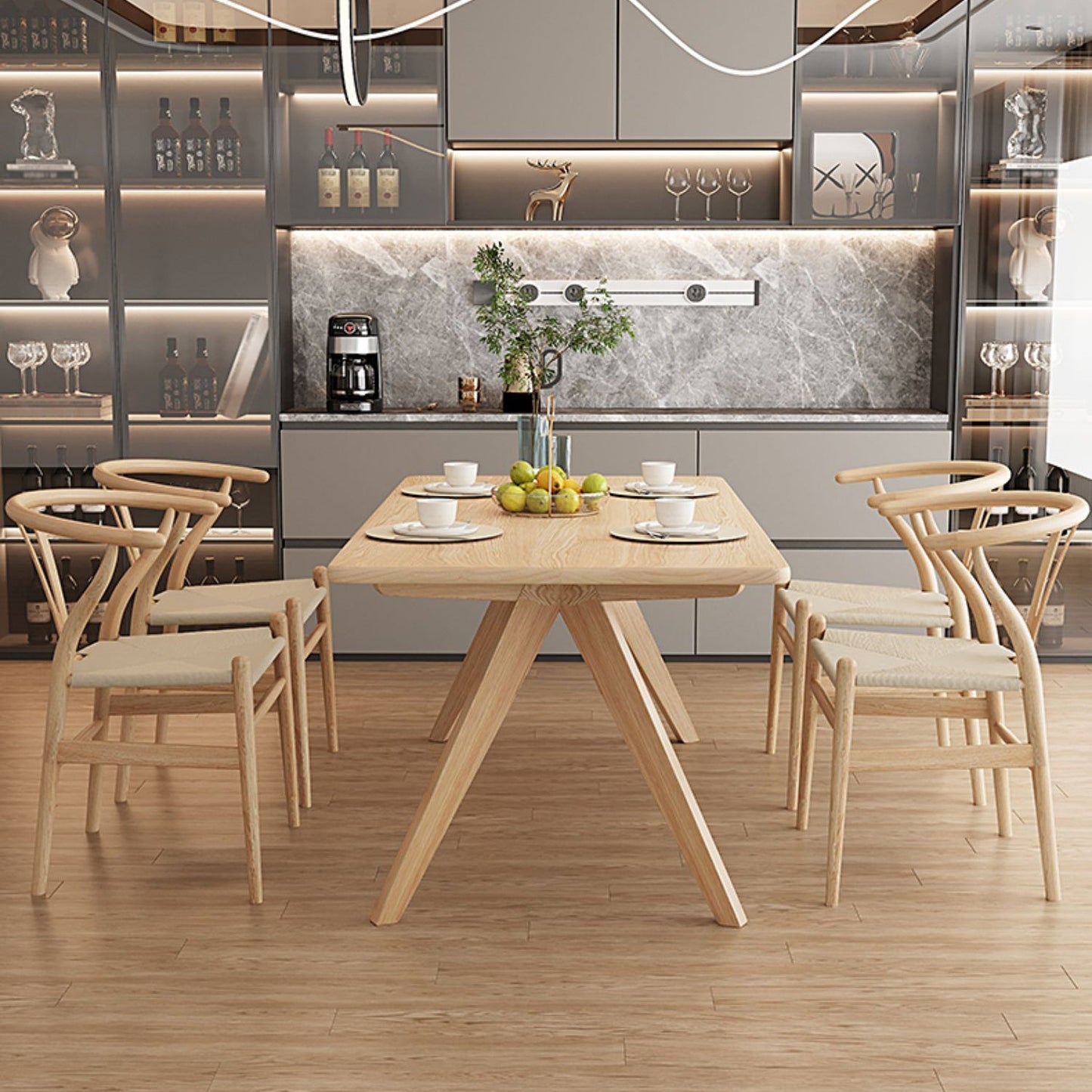 Pine Solid Wood Dining Table Rectangle Dining Table in Natural