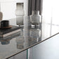 Rechthoekige blauwe stenen eettafel Modern gehard glazen meubels met schroeftafel