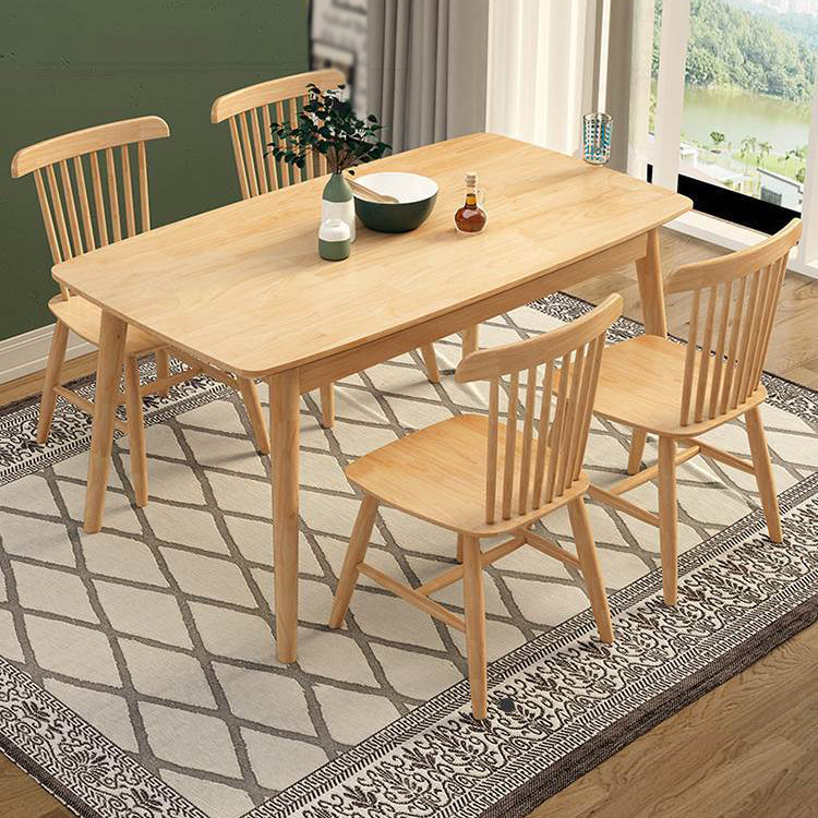 Table à manger en bois massif rectangulaire meubles modernes avec 4 jambes pour un usage domestique