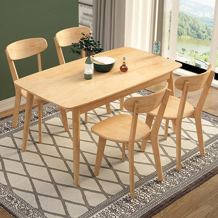Table à manger en bois massif rectangulaire meubles modernes avec 4 jambes pour un usage domestique