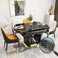 Glass Top Dining Table Modern Extendable Furniture with Pedestal Steel Base