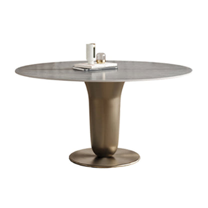 Grijze ronde eettafel stenen top eettafel met voetstuk