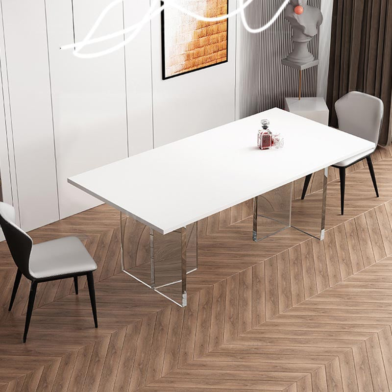 Rectangle Dining Table Stone Dining Table with Acrylic Double Pedestal